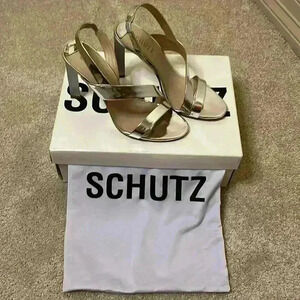 Schutz Dannie Slingback NWT High Heel Sandals Prata Silver